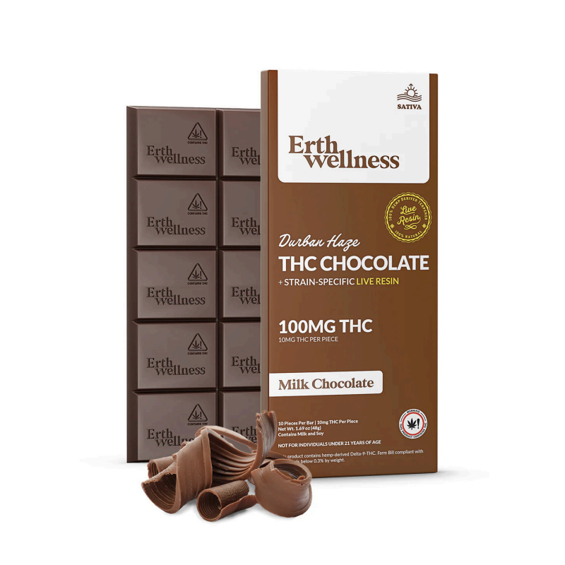 Erth Wellness Chocolate Bar THC 100mg / Durban Haze Sativa